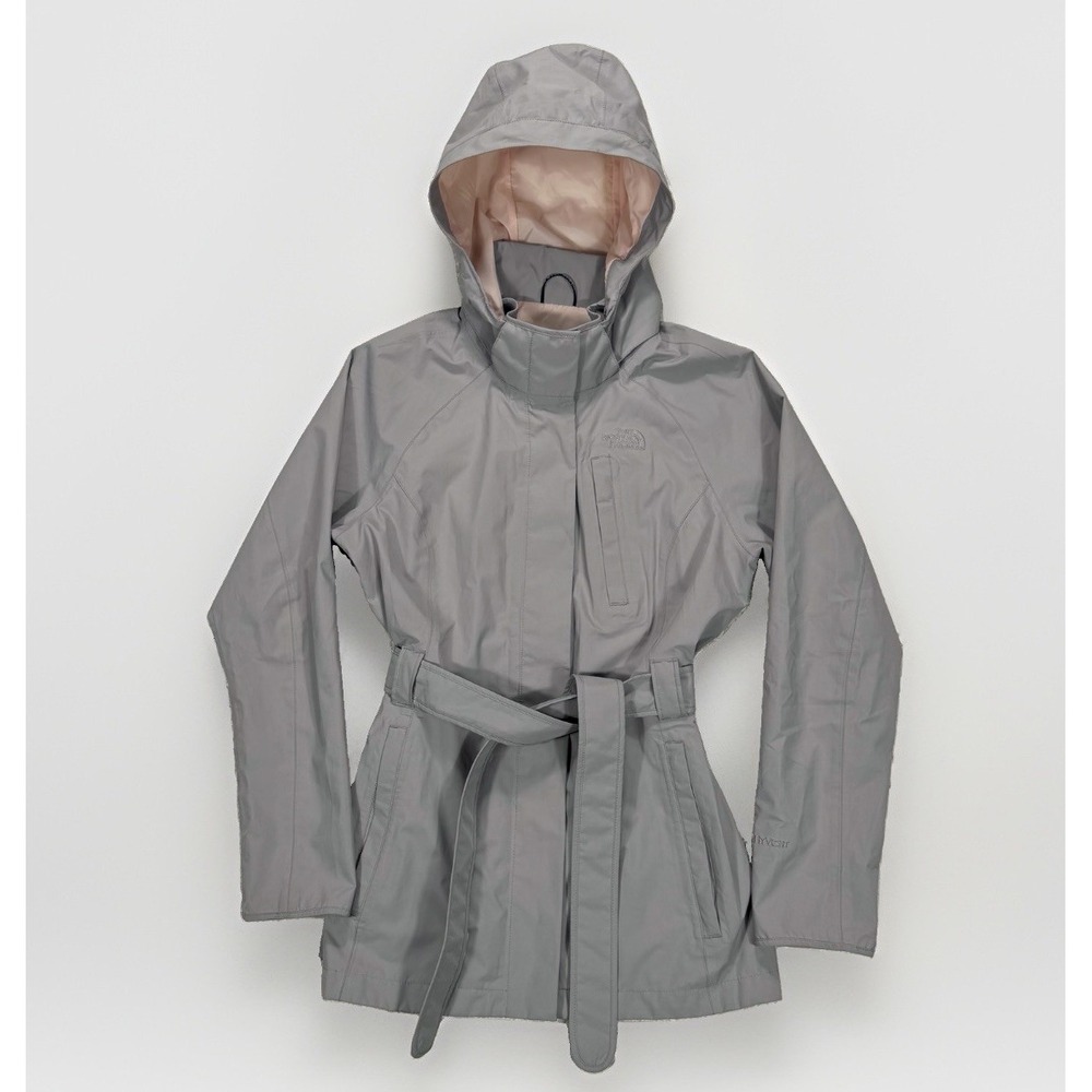 The North Face Raincoat Jacket Womens M HyVent Belted Hooded Waterproof Gorpcore